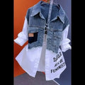 Veste en jean rayée femme – Style décontracté